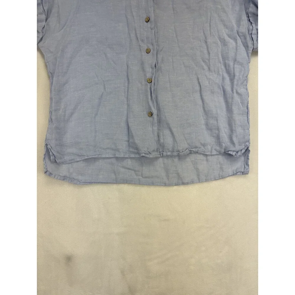 Rachel Roy 100% Linen Button-Down Shirt Short‎ Sleeve S